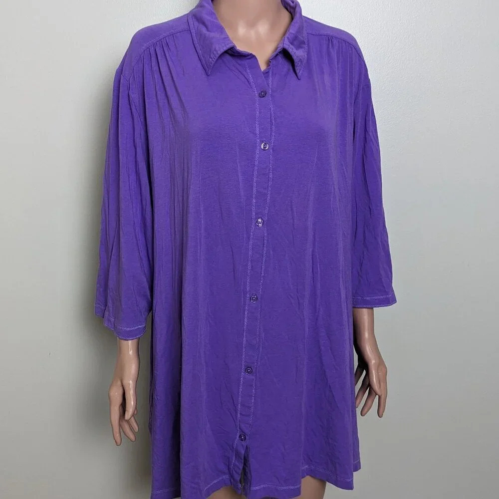 4/$20 Mac & Jac Purple Tunic Size XXL Loungewear Relaxation  button down casual